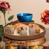 Round Rattan Tray for Kitchen Decor and Serving - Coffee