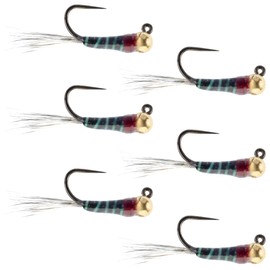 The Fly Fishing Place Tungsten Bead Black Perdigon Tactical Jig Czech Euro Nymph Spanish Nymphing Fly - 6 Flies Size 18