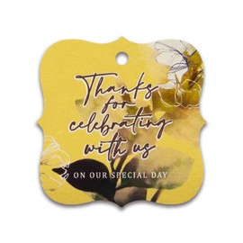 Summer-Ray 50pcs Thank You for Celebrating with Us on Our Special Day Wedding Bridal Shower Favours Gift Tags with Enchanting Leaves (Shimmered Gold)