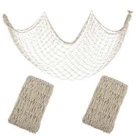Decorative Fishing Net 5x10 ft,YuanDe 2 Pack Large Beige Picture Fish Net, Wall Photo Hanging Fishnet for Nautical Mermaid Pirate Ocean Themed Hawaii Beach Under The Sea Party Decorations