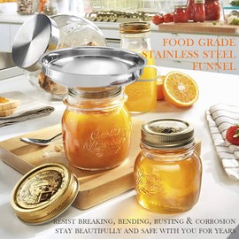 IAXSEE 2 Pack Canning Funnel Stainless Steel Wide Mouth Funnel with Handle for Wide and Regular Mason Jars