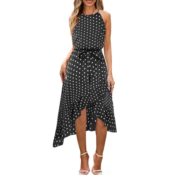 ECOWISH Polka Dot Womens Summer Dress Flowy Cute High Low