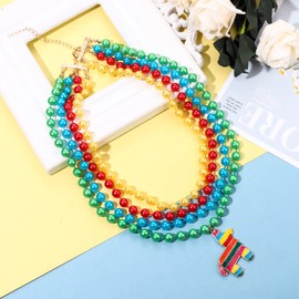 MOLOCH Cinco De Mayo Necklace Earrings for Women,Beaded Mexican Fiesta Jewelry Set Sombrero Pendant Choker Collar Necklace Chili Pepper Dangle Earrings Fiesta Carnival Accessory Gift