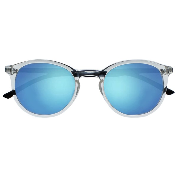 OPULIZE Met Large Comfortable Clear Black Arms Blue Mirrored Lens