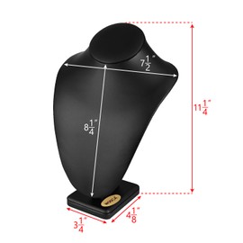 MOOCA 2 Pcs Deluxe Faux Leather Necklace Chain Jewelry Display Holder, Jewelry Stand, Necklaces Display Necklace Mannequin, Necklace Bust Jewelry Bust Stand, 11”H, Black Faux Leather