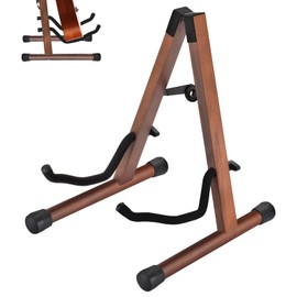 DOMMI Wooden Guitar Stand, Adjustable Acoustic Guitar Stands, A-Frame Electric Guitar Stand Holder Compatible with Electric, Bass Guitar, Foldable Guitar Stands Floor for Easy Storage