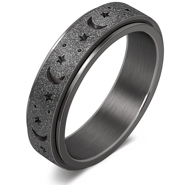 DURSI Women’s Moon and Star Spinner Fidget Rotate Ring for