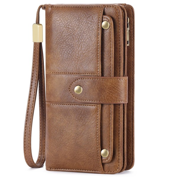 FALAN MULE Womens Leather Wallet Large Capacity Bifold RFID Blocking