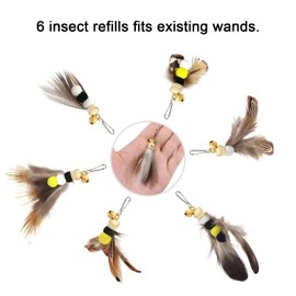 YVIEHTTEM Cat Fishing Pole Toy Cat Teaser Wand Toy with Feather Attachments Retractable Long Stick Rod Wood Handle with Bells for Kitty Entertainment Bored Indoor Interactive Birthday Gifts(7 PCS)