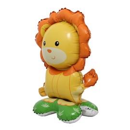 Selfstand 3D Animal Fox Koala Lion Elephant Panda Cow Rabbit dinosaur Triceratops Stegosaurus Baby shower Ball Foil Balloons Birthday Party Baby Shower Decorations Kids Toys (Base Lion)