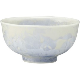 Kyo Ware KTA467-01 Kiyomizu Ware Ceramic Kiln Rice Bowl, Large Flower Crystal, Silver Flower
