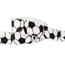 7/8" 2x5yd Soccer Prints Ribbon for Crafts, Gift Wrapping, Cheer Bows, Pony Streamers