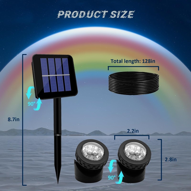 JUSTUP Outdoor Solar Pond Lights, 2 in 1 12 LEDs