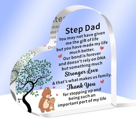 AMZQ Step Dad Gifts Thank You Step Dad Plaque - Gifts for Step Dad from Step Daughter Step Son, Step dad Fathers Day Christmas Birthday Gifts Keepsake