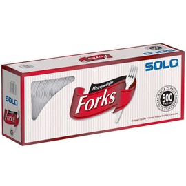 Solo Heavyweight Plastic Cutlery, Forks, White, 6.41", 500/Ct