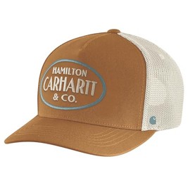 Carhartt Men's Twill Mesh-Back Hamilton Embroidered Cap, Carhartt Brown, One Size