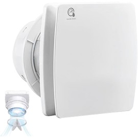 Badlüfter 100mm mit Timer und Feuchtigkeitssensor, ≤34db Leiser und Leistungsstarker Abluftventilator, 12W 95m³/h IPX4 Wandventilator mit Rückstauklappe, Installieren Decke Wand im Bad, WC, Küche