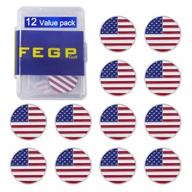 Pack of 12 Golf Ball Markers Value, Divot Tool Accessories for Men Women Kids -Size24.4mm Iron Material, Baking Varnish Soft Enamel Technique.USA Flag Patterns Golf Ball Marker