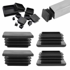 EASYEAH 2" (50mm) Plastic Hole Plugs Black -Square Chair Leg Caps & Pipe Plugs, Tubing End Caps for Metal and Wood Legs Tube, Outdoor Furniture Feet Table Patio Glide Floor Plastic Plugs, 4 PCS