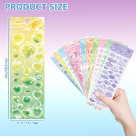 Bagentry 12 Sheets Colorful Deco Stickers, Self Adhesive Kpop Photocard Stickers, Cute Bubble Cloud Butterfly Craft Stickers for Scrapbook Journaling Binder Album Art DIY Cards