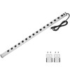 Long Heavy Duty Power Strip, 16 Outlet Large Metal Power