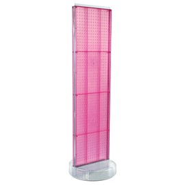 Azar Displays 700780-PNK, TWO-SIDED PEGBOARD FLOOR DISPLAY W/C-CHANNEL SIDES ON REVOLVING ROUND STUDIO BASE. PANEL SIZE: 16"W X 60"H, Pink