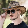 Straw Cowboy Cowgirl Hat for Men Women Wide Brim Hollow