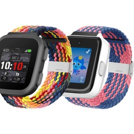 SeaChuh 2 Pack Stretchy Braided Watch Bands Compatible with SyncUP Watch 2/1 or Garmin Bounce Watch (PinkBlue MultiColor)