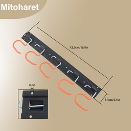 mitoharet 68 in All Metal Garden Tool Storage Box Adjustable Garage Storage Box Store Broom Rake Rack Shovel Garage Wall Storage Box with Hook