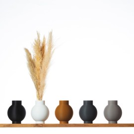 3D Vase Almina Decorative Vase 20 cm Floor Vase Flower Vase Decorative Vase Pampas Grass Dried Flowers (Black)