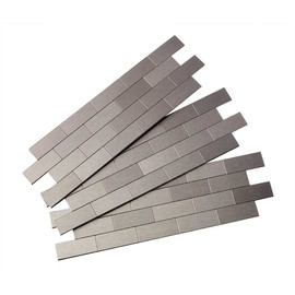 Aspect Peel and Stick Backsplash 12.5in x 4in Subway Stainless Matted Metal Tile for Kitchen and Bathrooms (3-Pack)