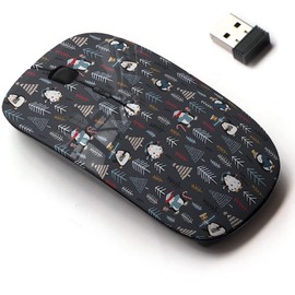 2.4G Wireless Mouse with Cute Pattern Design for All Laptops and Desktops with Nano Receiver - Christmas Cute Penguins