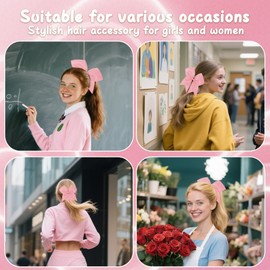 Cheer Stuff, 8 Inch Large Cheer Bows for Girls Softball Elastic Ponytail Holder, 2Pcs Cheerleading Hair Accessories, School Cheer Accessories, Softball Hair Bow, Scrunchie Cheer Stuff