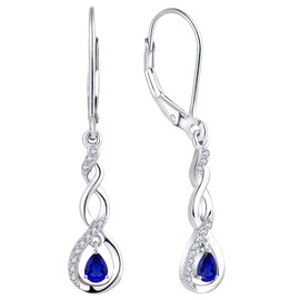 YL Dangle Drop Earrings Sterling Silver Infinity Leverback Earrings Created Sapphire Twisted Jewelry for Women