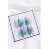 Silver Star Aqua Handmade Nail Tips - Short Almond /