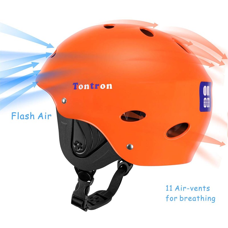 Tontron Wakeboard Kayak Kitesurf Water Sports Helmet (Glossy Orange, M)