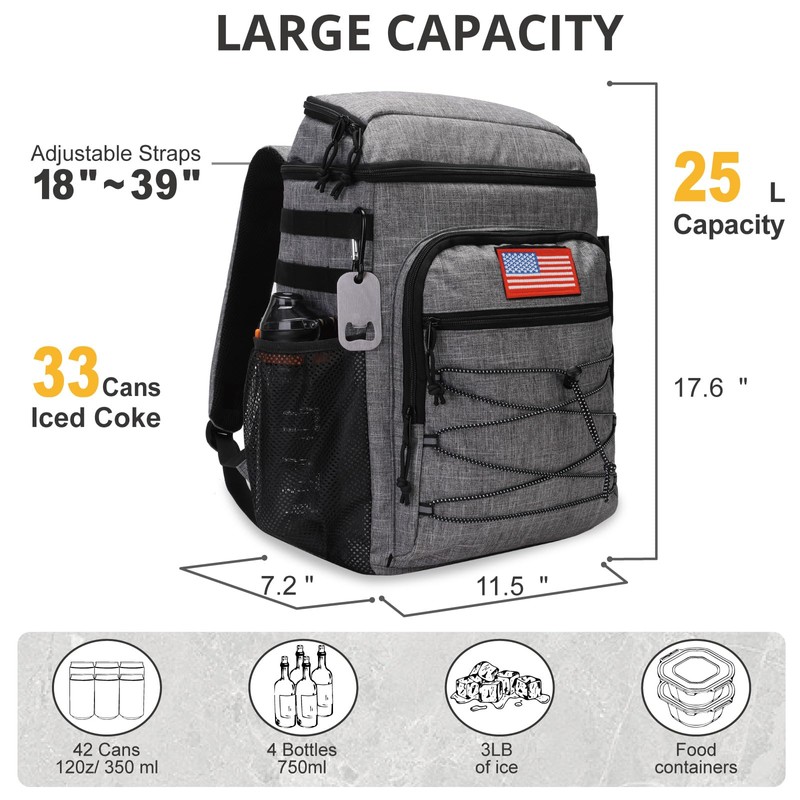 Tactical Backpack Cooler, 25L Cooler Backpack Insulated Leak-Proof, Heavy Duty