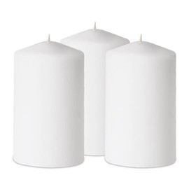Axiom –3" x 6" Hand-Poured Unscented White Pillar Candles,Dripless Pillar Candle Set of 3 - Smokeless Candles – Perfect for Weddings, Parties, Valentine's Day, and Home Décor (Large White)