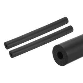 sourcing map 2pcs 10" Pipe Insulation Tube 3/8 Inch(9mm) ID 1 Inch(25mm) OD Foam Tubing for Handle Grip Support, Black