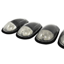 VMS RACING 5pc CLEAR Cab Roof Top Marker Lights Covers with Base Kit 264146CL (with Built-in LED AMBER Bulbs) Compatible with Dodge Ram Dually 2500 3500 4500 5500 5 Piece pcs 03-18 2003-2018