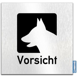 Türschilder24 Aluminium Dibond Door Sign 120 x 120 x 3 mm Caution Bissiger Hund 100% Made in Germany (C: Vorsicht bissiger Hund)