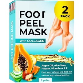 Foot Peeling Mask for  Remover & Deep Moisturize | 2 Pairs | Dermatologically Tested - Foot Peel Mask for Dry Cracked  - Foot Mask make Soft   for Men & Women | Aloe Vera - Colour: Aloe Vera