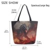 Stylish Extra Large Shoulder Grocery Tote Bag, Cool Black Dragon