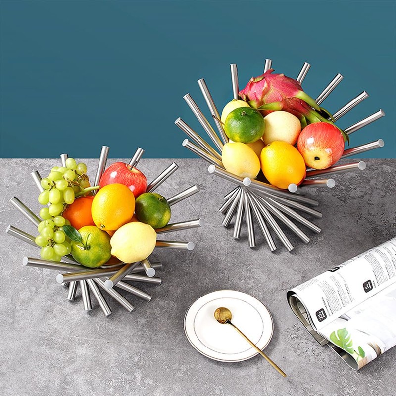TINMIX Adjustable Fruit Bowl, Worktop Fruit Tray, Stainless Steel, Modern