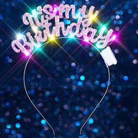 Zoestar Happy Birthday Headband Sparkly Hair Bands Birthday Party Hair Accessories Women (Colorful, One Size)