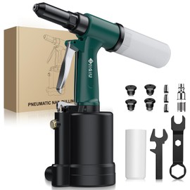 JiGiU Pneumatic Tool Air Riveter 3097LBF Pulling Labor-saving Pneumatic Rivet Gun Heavy-Duty Air Pop Riveter 3/32", 1/8", 5/32" and 3/16" Capacity for Automotive Construction Manufacturing Industries