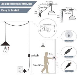 AECBUY Gold Ceiling Pendant Hanging Lamp, Metal and Clear PVC Star Pendant Light, Vintage Hanging Lamp Plug in Cord and Switch for Dining Room Living Room Bedroom