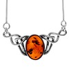 SilverAmber Jewellery UK - 925 Sterling Silver & Genuine Cognac Baltic Amber Classic Celtic Necklace on Snake Chain with extender - Length 46 cm + 8 cm extender - 6105C