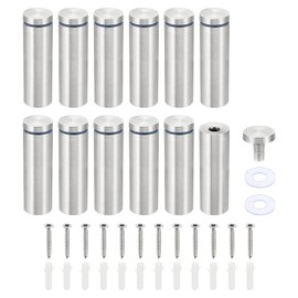 PATIKIL 1 x 3.2 inch Sign Standoff Screws, 12 Set Stainless Steel Wall Standoff Mounting Hardware Advertising Glass Nail for Hanging Acrylic Picture Frame Acrylic Panel, Silver