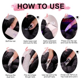 NXJ INFILILA Poly Nail Gel Builder Gel for Nails, 50ml Glitter Poly Nail Gel, White Poly Nail Gel Colors, Nail Extension Gel for Nails Art Design Professional Salon UV/LED Nail Lamp Required